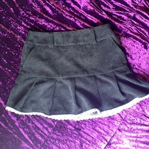 y2k black corduroy mini pleated skirt